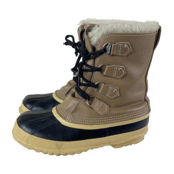 SOREL Manitou Women Sz 8 Leather Rubber Insulated Waterproof Duck Snow Boots - Picture 1 of 6